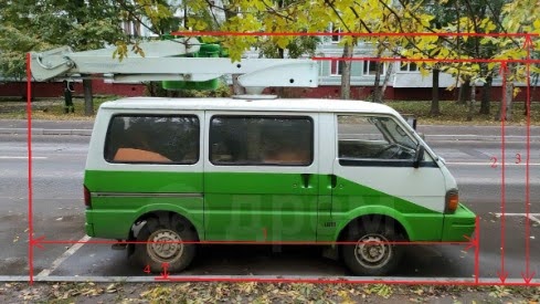 Автомобиль Мазда Бонго со стрелой автовышка на ходу, Москва - Екатеринбург 